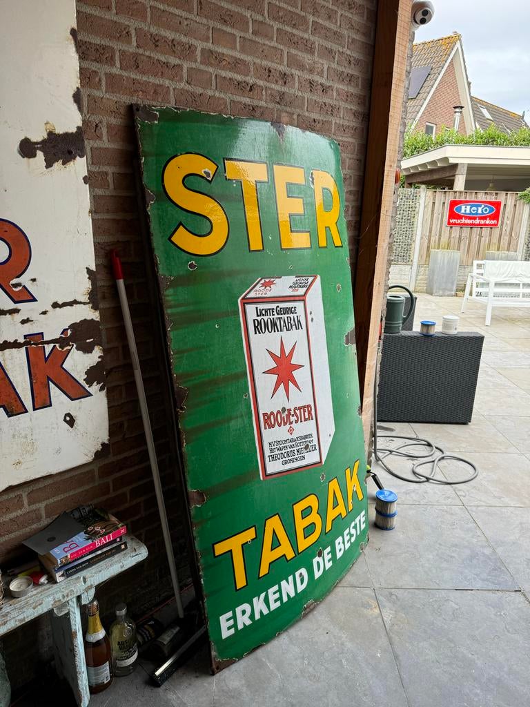 Oude Ster Tabak Emaille Reclamebord, Ophalen