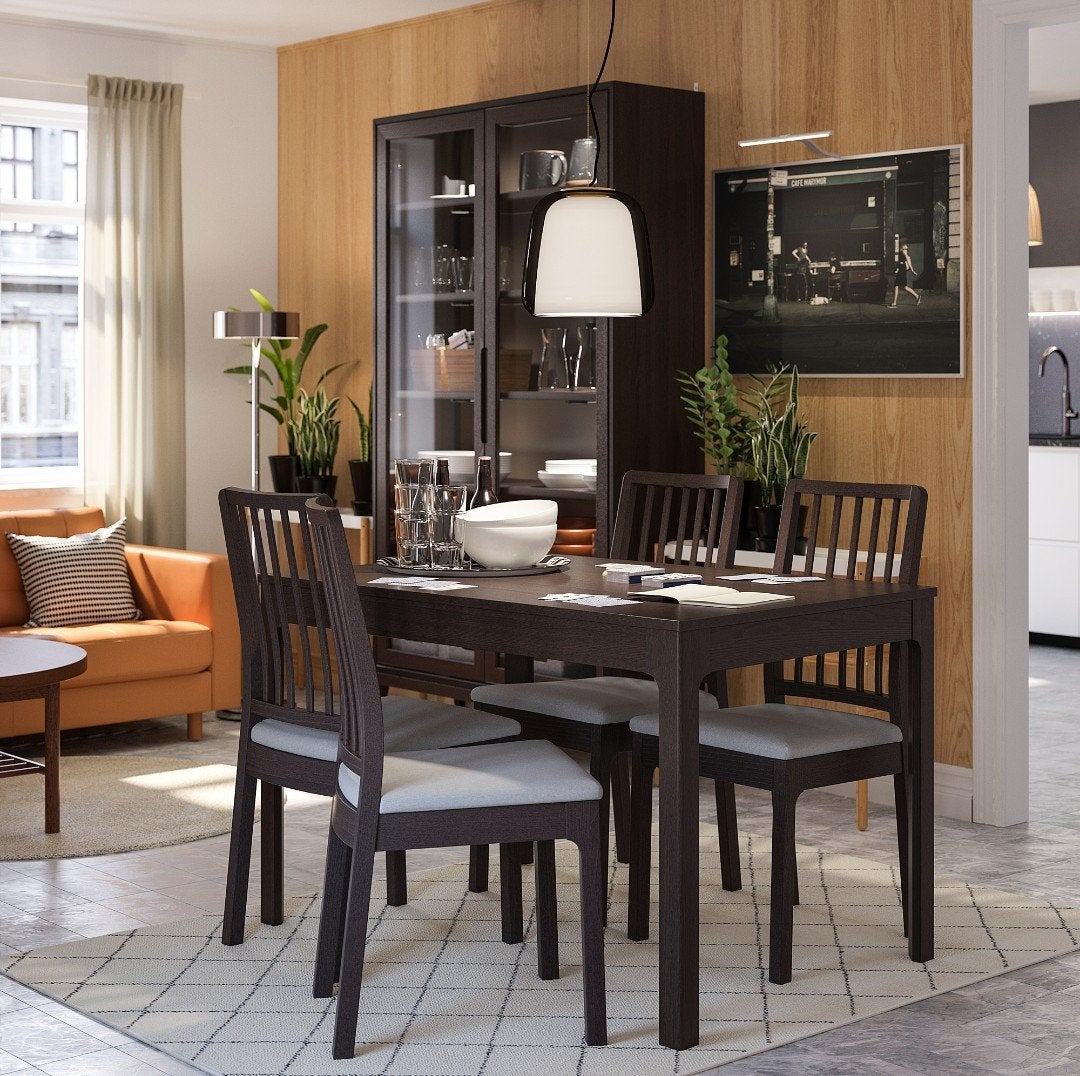 Ikea Ekedalen uitschuifbare tafel met 6 stoelen en bank, Ophalen, 50 tot 100 cm, Zo goed als nieuw, Vijf personen of meer