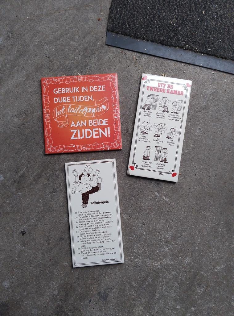 3 spreukbordjes voor toilet, Ophalen of Verzenden