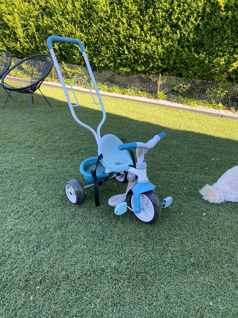 Kinderdriewieler met duwstang - Blauw/Wit, Kinderen en Baby's, Ophalen of Verzenden, Gebruikt, Overige typen