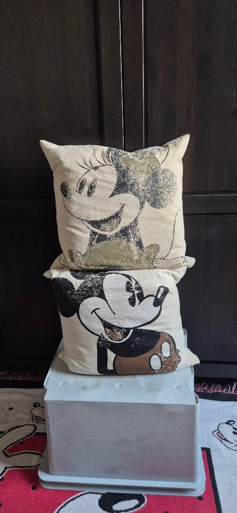 4 disney kussens H&M, Ophalen of Verzenden, Mickey Mouse, Gebruikt, Kleding of Textiel