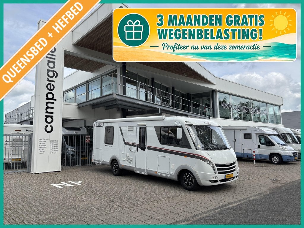 LMC Explorer SportLine 745 QUEENSBED+HEFBED 2X ZONNEPANEEL, Caravans en Kamperen, Integraal, Fiat, 7 tot 8 meter, Bedrijf