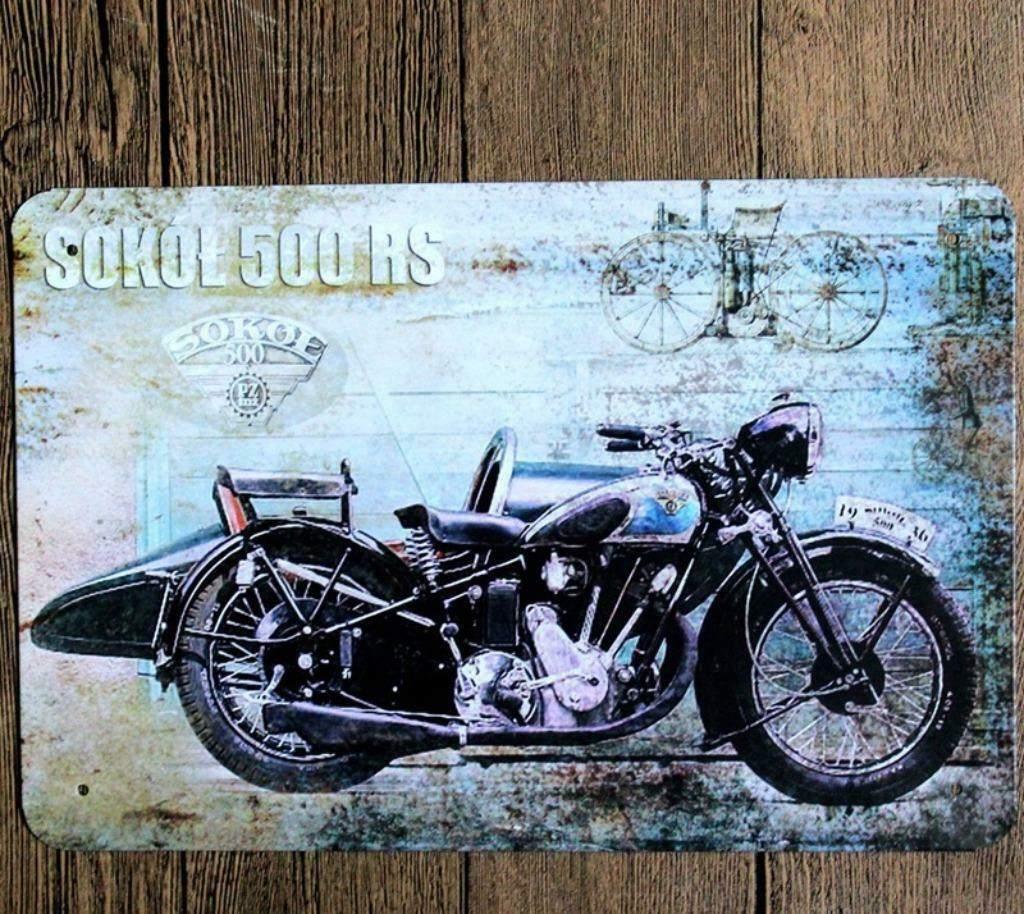 Sokol Motor Vintage Metalen Bord (Plaat Oud Reclame), Verzenden, Nieuw, Wandbord of Wandpaneel