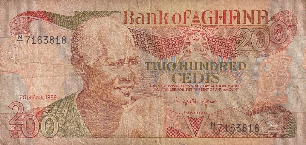 Ghana 200 cedis 20-4-1989, Verzenden, Overige landen, Los biljet