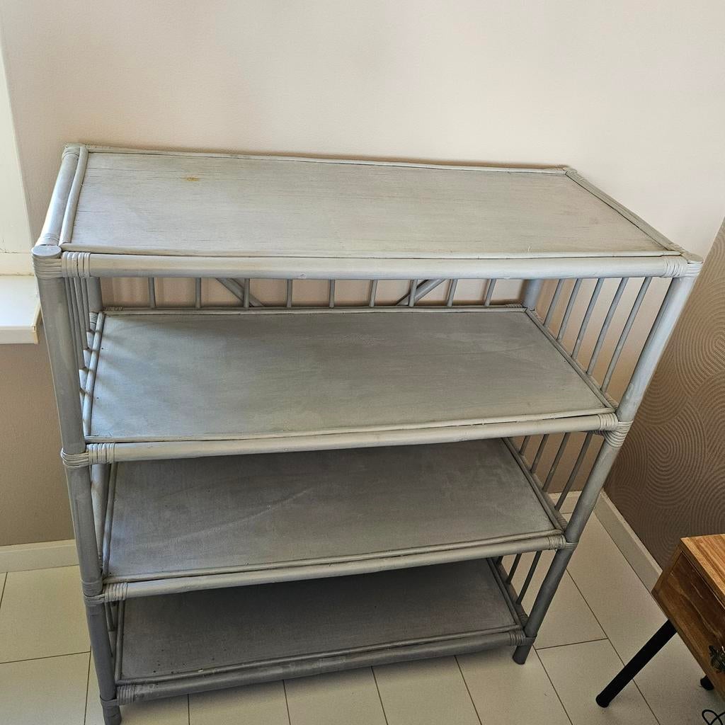 Rotan kast Childhome grijs vintage bamboe speelgoedkast, Ophalen, Met plank(en), Gebruikt, 50 tot 100 cm