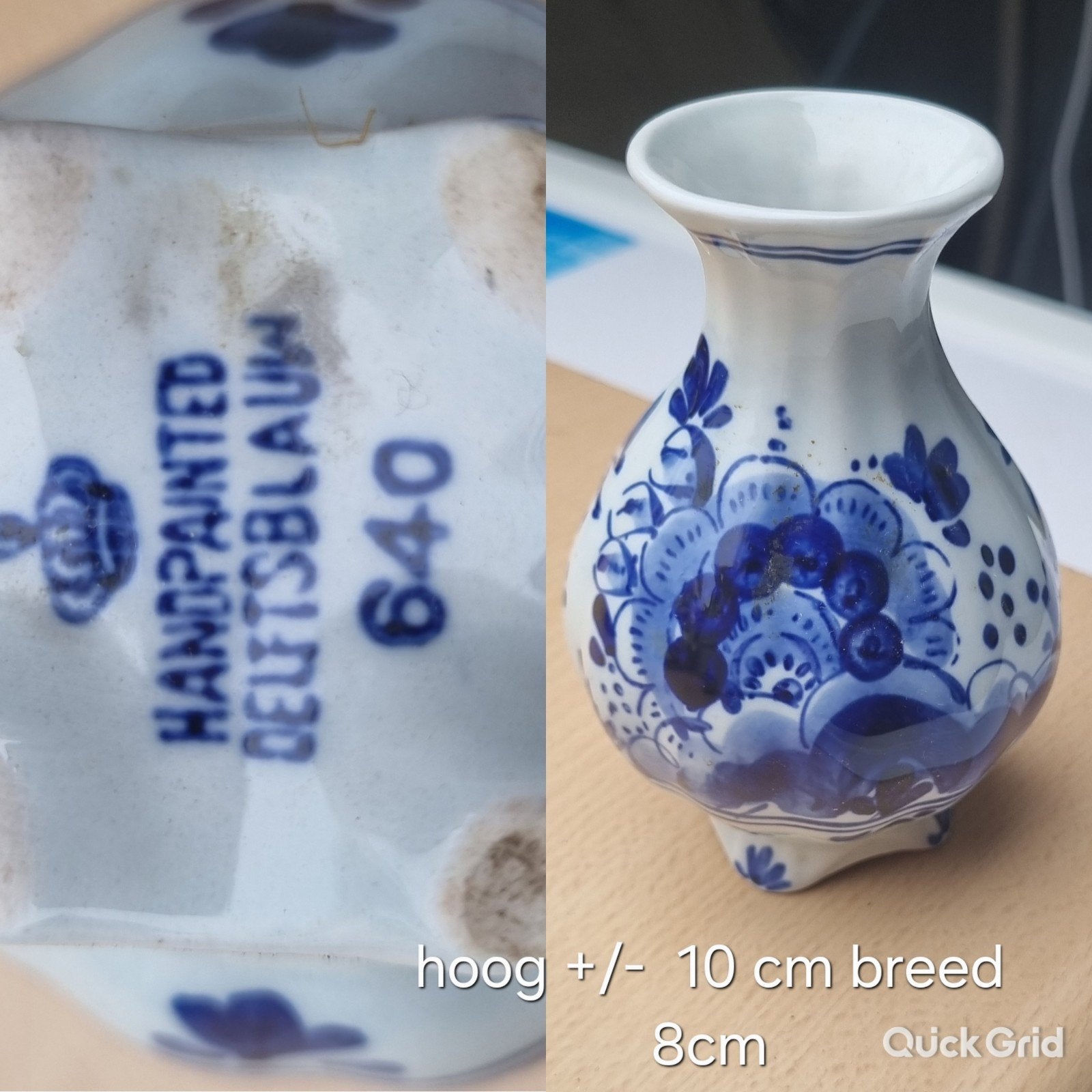 Handgeschilderde Delftsblauwe Vaas - 10 cm, Ophalen of Verzenden