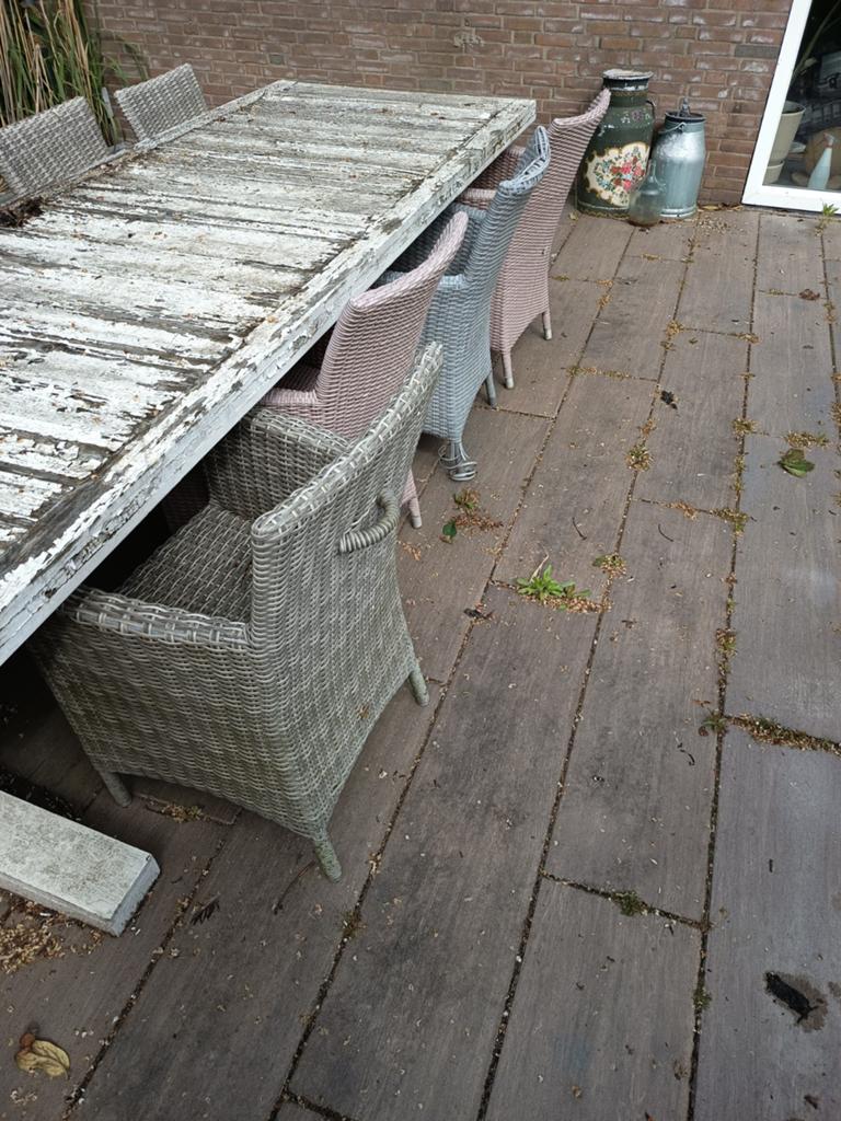 Gratis 8 wicker tuinstoelen, Ophalen, Gebruikt, Wicker