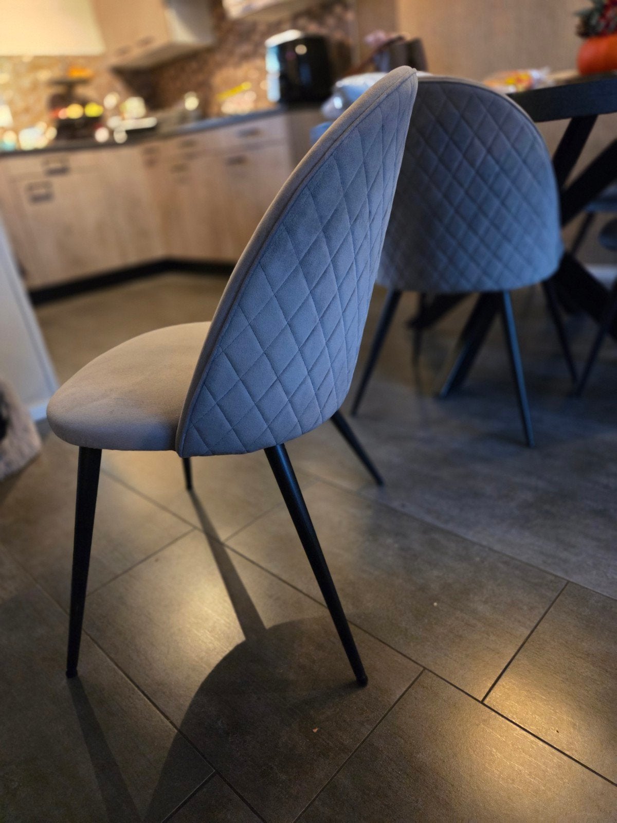 6 eetkamerstoelen grijs / taupe, Ophalen, Gebruikt, Vijf, Zes of meer stoelen, Stof