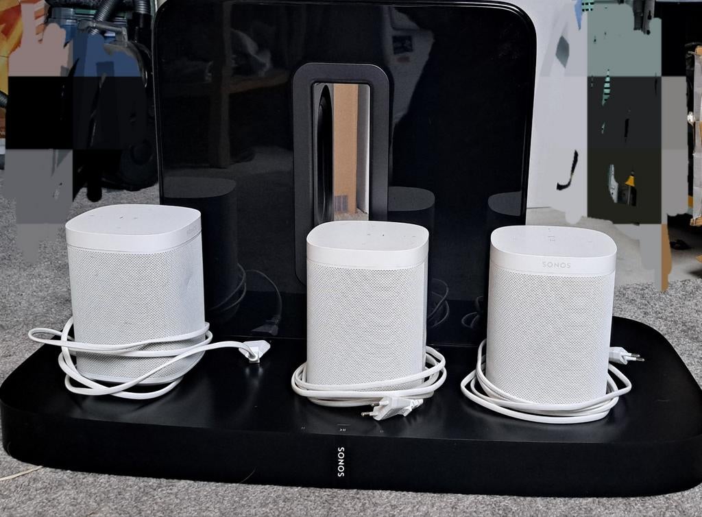 Sonos Dolby Surround Set: Beam, Sub en 3x One SL, Ophalen, Zo goed als nieuw, Complete surroundset, Sonos
