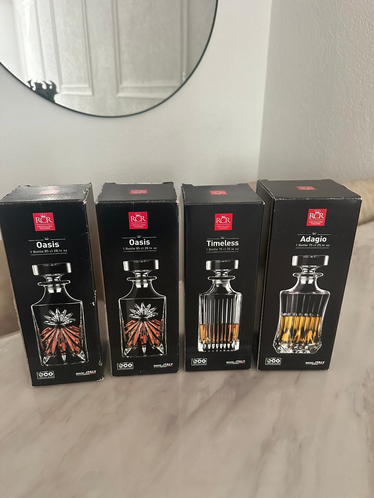 RCR karaf 4 stuks NIEUW, Huis en Inrichting, Keuken | Servies, Overige typen, Nieuw, Ophalen of Verzenden, Glas