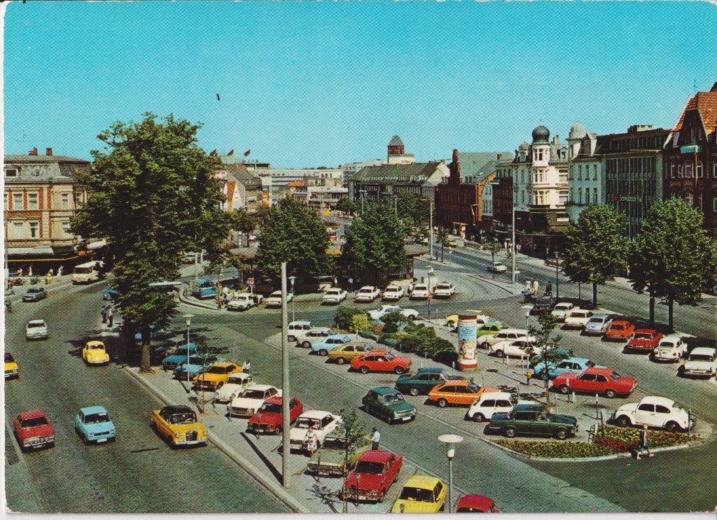 Duitsland, Neumunster met auto's, Ophalen of Verzenden, 1960 tot 1980, Gelopen, Duitsland