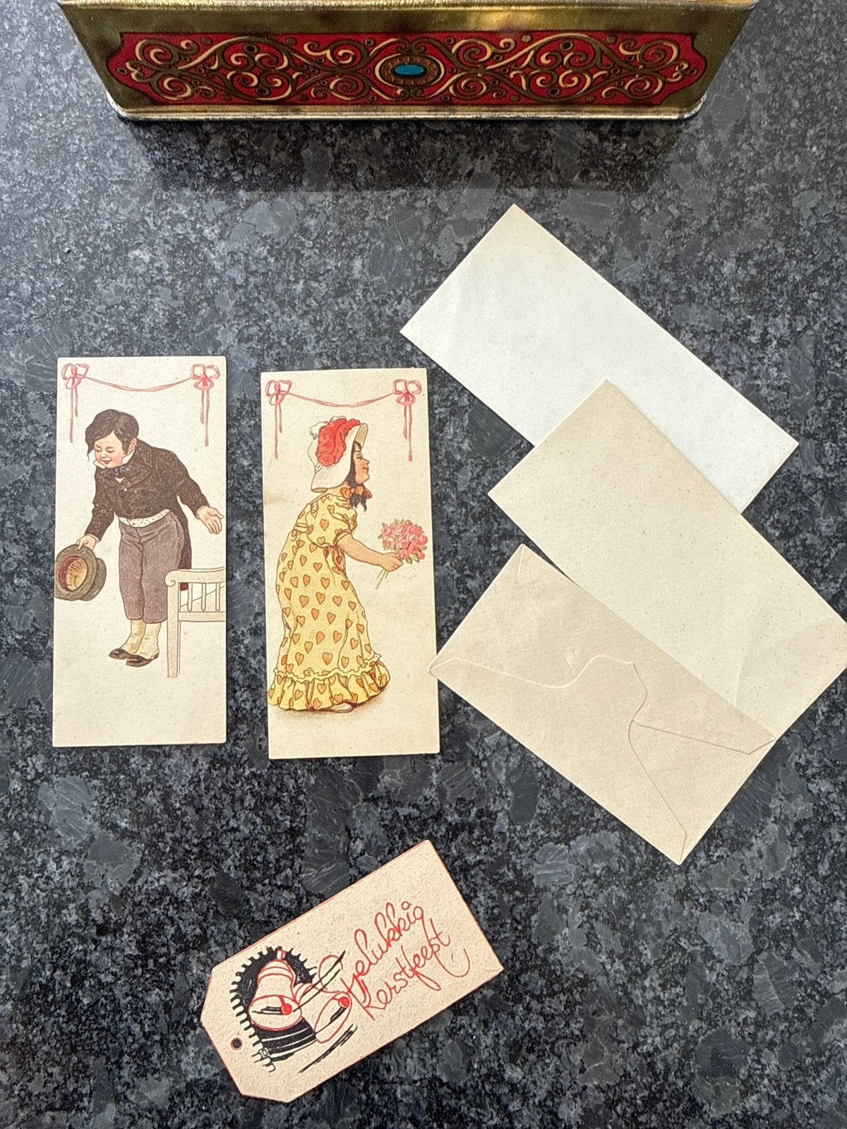 Vintage Kerstkaarten en Cadeaulabel - Jaren '20-'40, Ophalen of Verzenden, 1920 tot 1940, Ongelopen