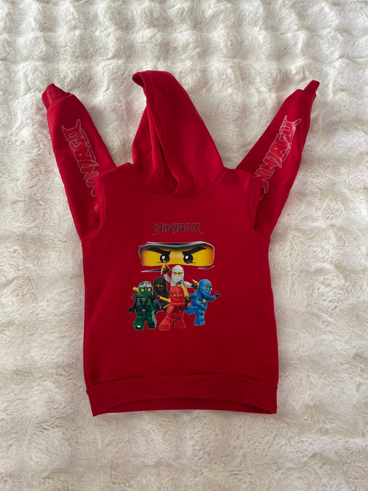 Ninjago hoodie rood - Maat 130, Ophalen of Verzenden, Gebruikt, Jongen