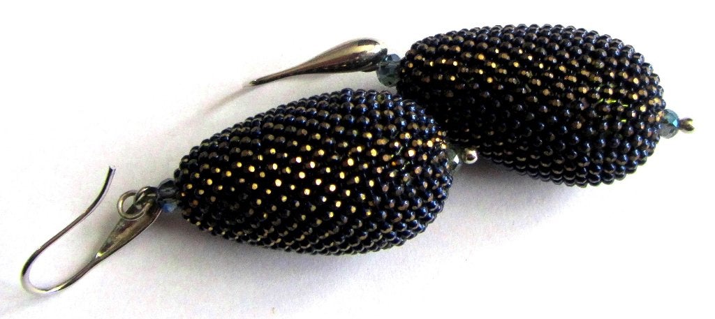 Vintage Prachtige Swarovski element glas kraal oorbellen, Ophalen, Zo goed als nieuw, Overige materialen, Hangers