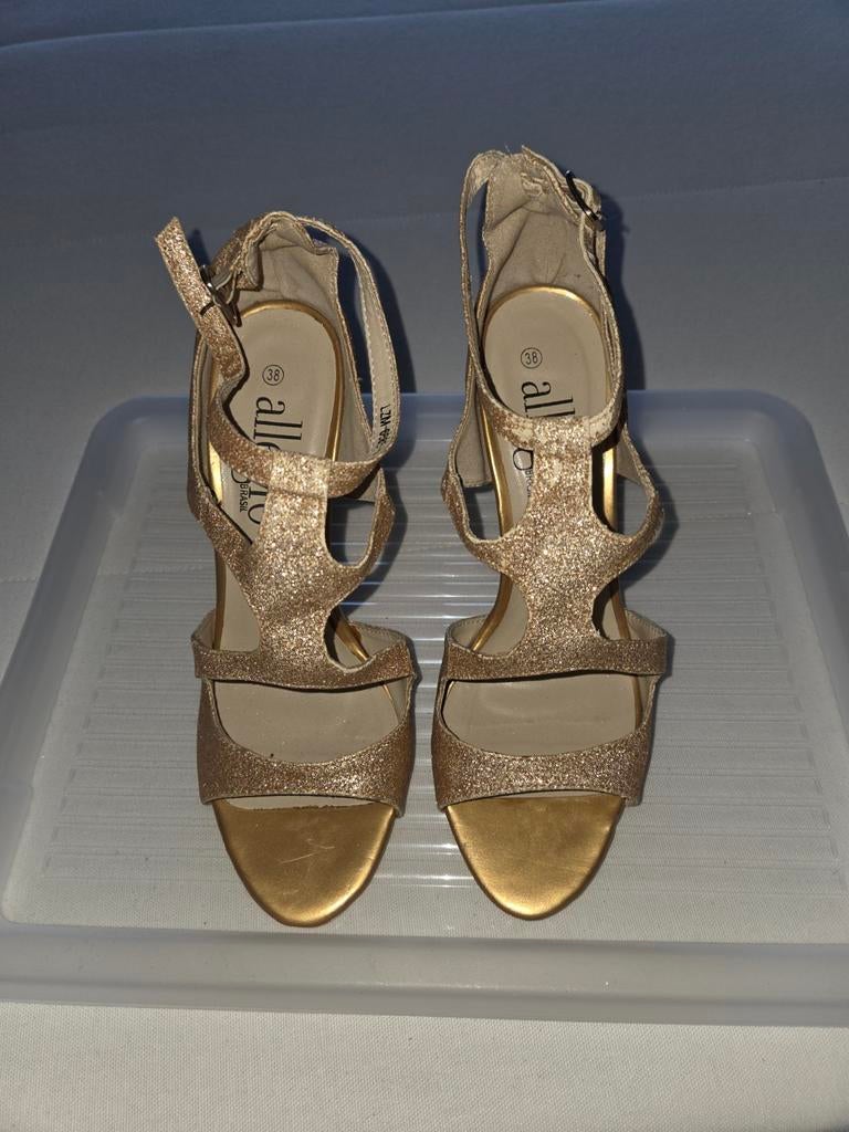 Gouden glitter hakken maat 38, Pumps, Overige kleuren, Allergo, Ophalen of Verzenden