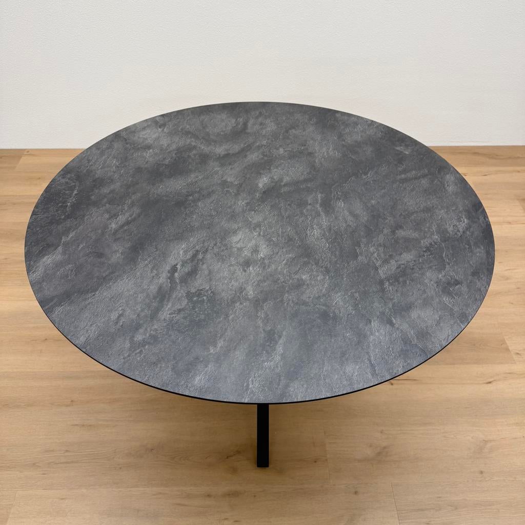 Ronde eettafel HPL Leisteen 130cm - Direct Leverbaar, Rond, Ophalen of Verzenden, Zo goed als nieuw, Vijf personen of meer