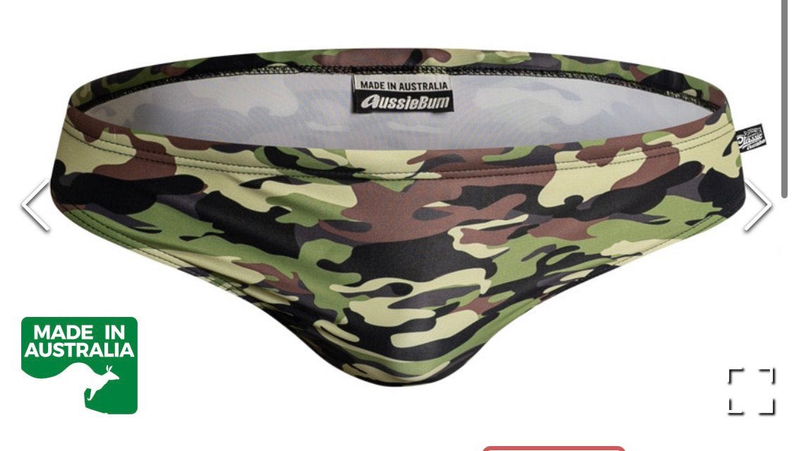 Aussiebum Zwemslip - Military Camouflage., Kleding | Heren, Ophalen of Verzenden, Maat 56/58 (XL), Groen, Zwemslip