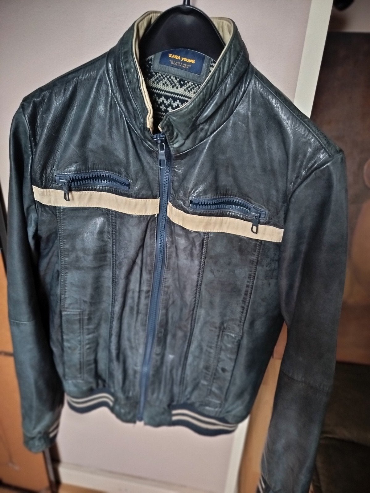 Zara Young Leren Jas - Maat L, Maat 52/54 (L), Blauw, Zara Young, Ophalen of Verzenden