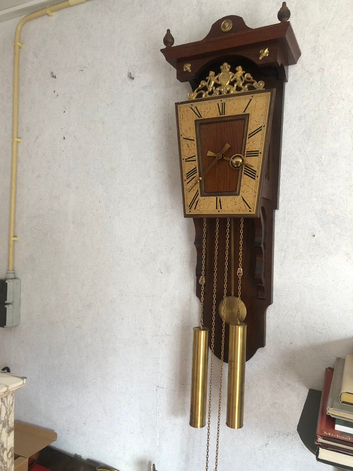 Oude klok met gewichten, Antiek en Kunst, Ophalen of Verzenden