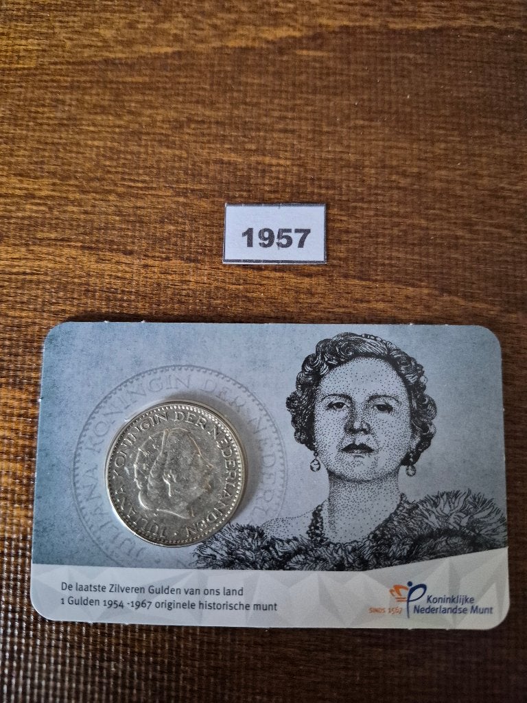 2023 Coincard Laatste zilveren Juliana gulden 1957 (Circ.)., 1 gulden, Koningin Juliana, Setje, Zilver