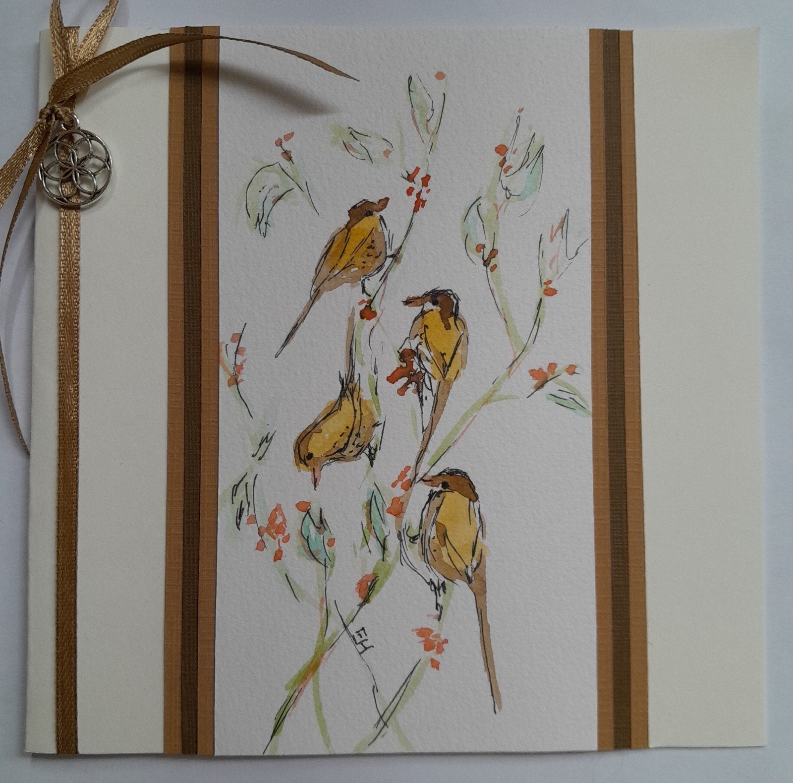 vogeltjes, geschilderd met aquarelverf, Ophalen of Verzenden, Zo goed als nieuw, Overige thema's