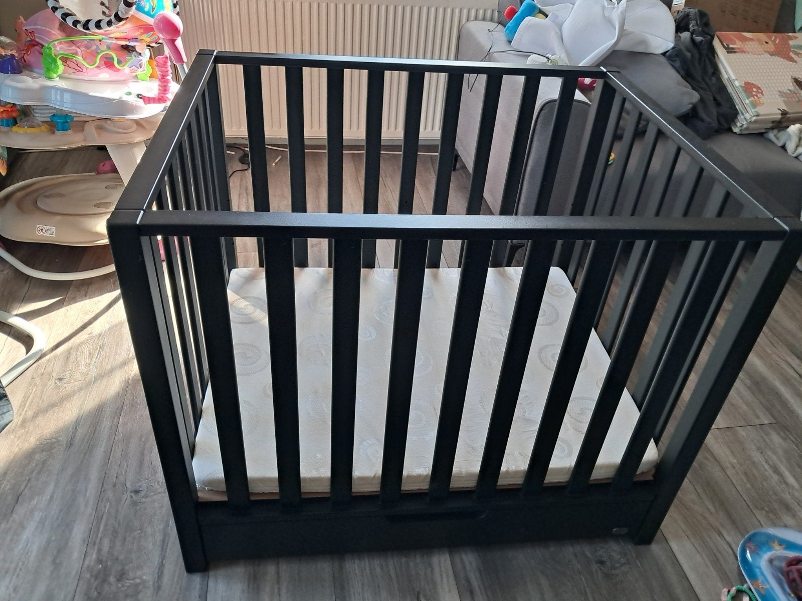 TWF Box Sam mat zwart met lade en matras Puck, Kinderen en Baby's, Ophalen, Zo goed als nieuw, Vierkant, Lade