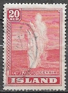 IJSLAND 20 A. zegel Geiser 1938, Verzenden, IJsland, Gestempeld