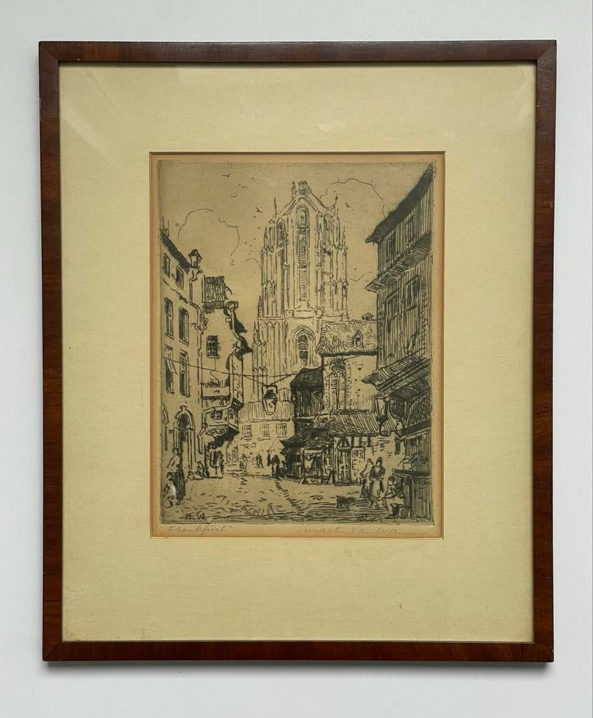 Ets 'Frankfurt' van Martin van Waning (1889-1972), Ophalen of Verzenden