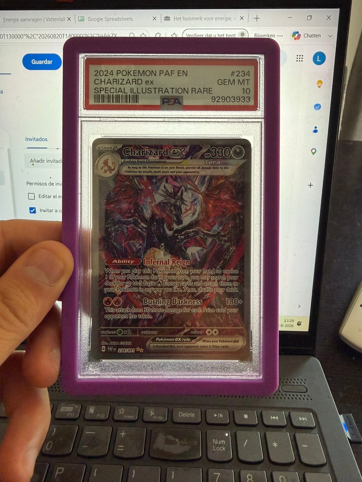 PSA 10 Charizard ex - special illustration rare - pokemon, Ophalen, Zo goed als nieuw