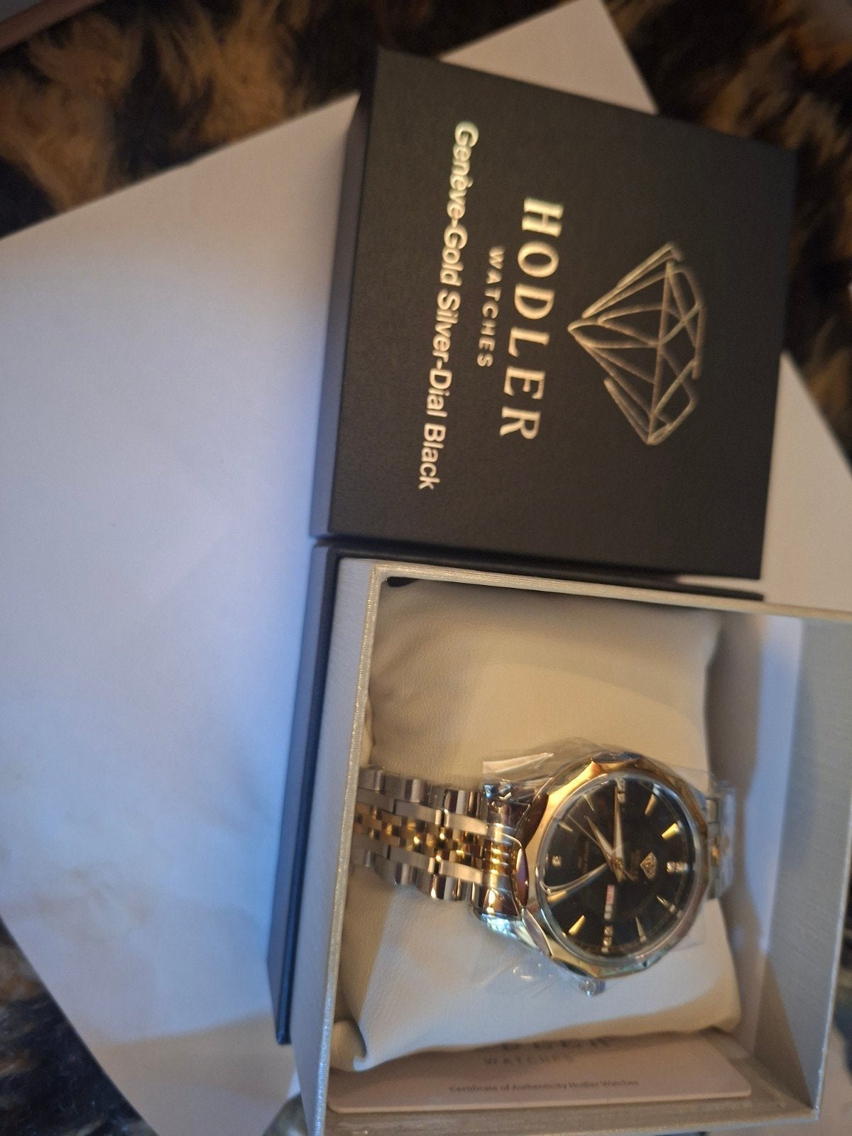 HODLER Genève-Gold Silver-Dial Black Horloge - Nieuw, Sieraden, Tassen en Uiterlijk, Horloges | Dames, Ophalen of Verzenden