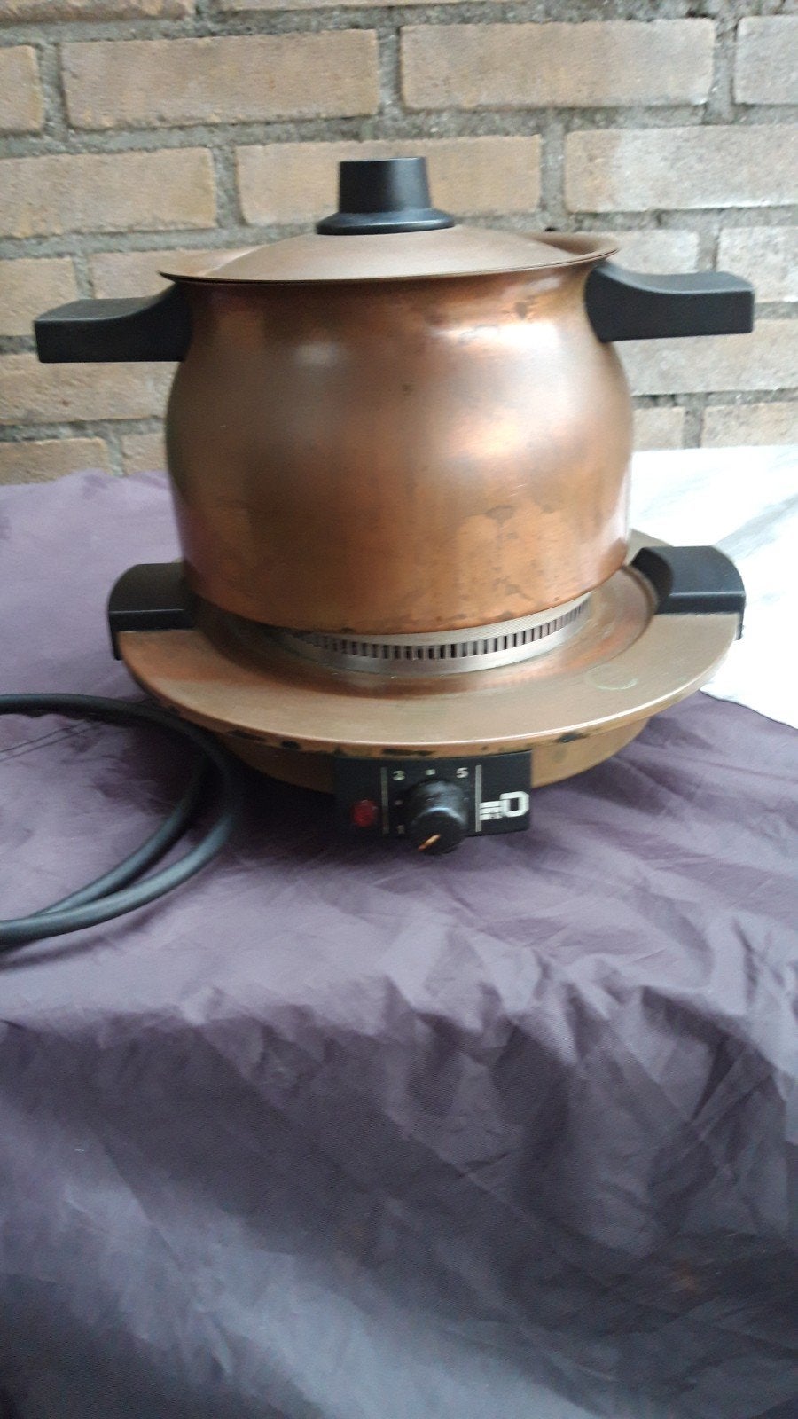 Vintage Daalderop elektrische fonduepan - Koper, Ophalen of Verzenden, Gebruikt, Elektrisch, Fonduepan
