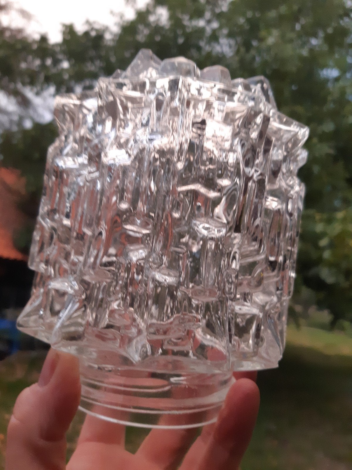 Vintage glazen lampenkapje - 15 cm hoog, Ophalen of Verzenden, Gebruikt, Glas