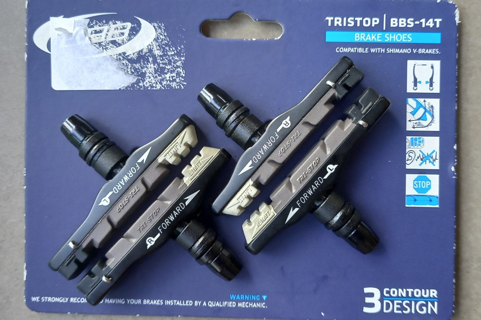TRISTOP BBS-14T Remschoenen voor Shimano V-Brakes, Fietsen en Brommers, Ophalen of Verzenden, Nieuw, TRISTOP