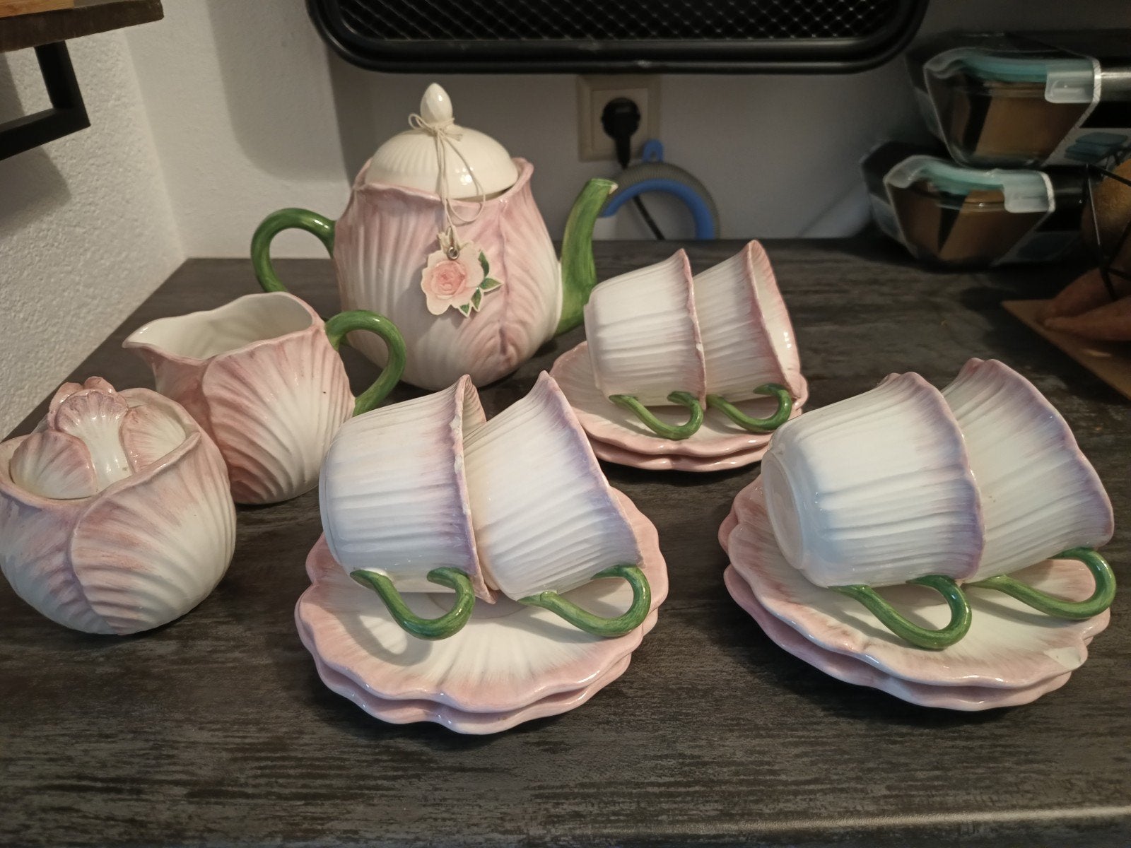 Prachtige handgeschilderde theeset, Cre Art Florence, Ophalen