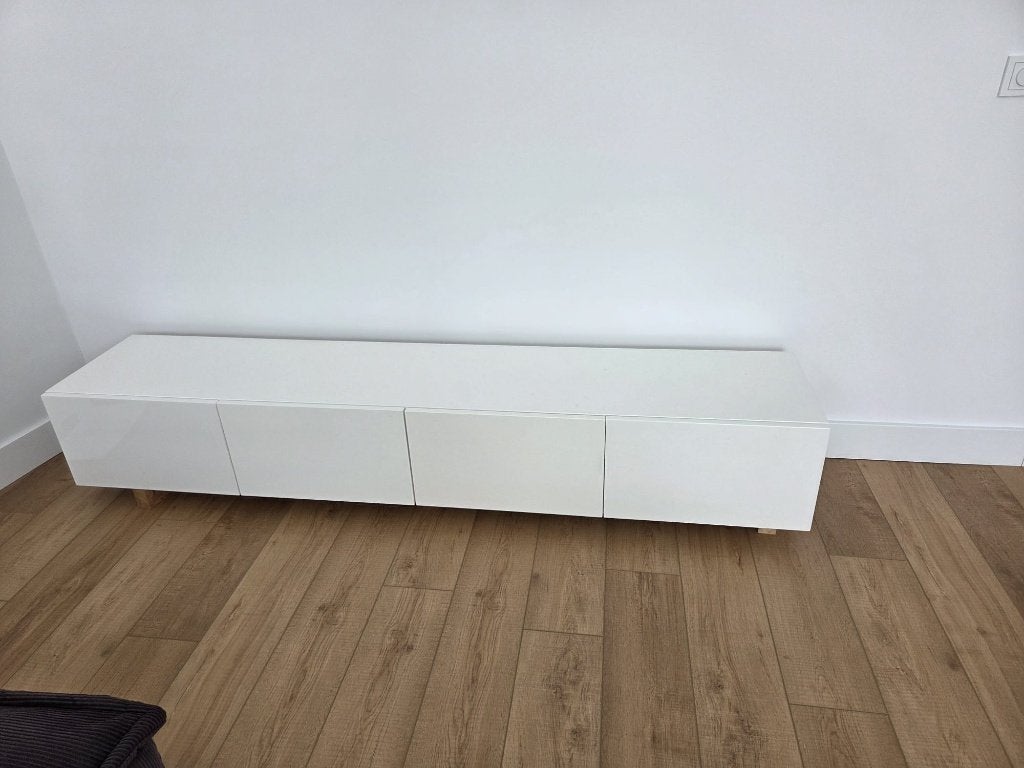 Float TV meubel hoogglans wit, Ophalen, Gebruikt, 200 cm of meer, Minder dan 100 cm