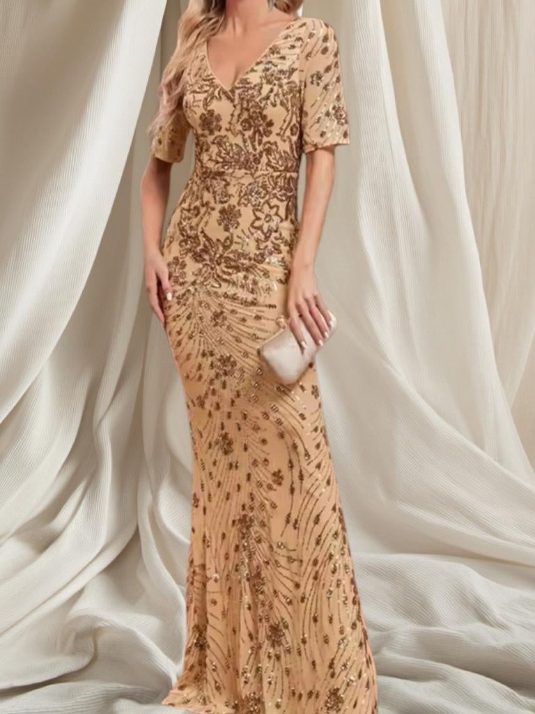 Elegante gouden Galajurk met korte mouwen mt 42/44, Ophalen of Verzenden, Nieuw, Rood, Galajurk