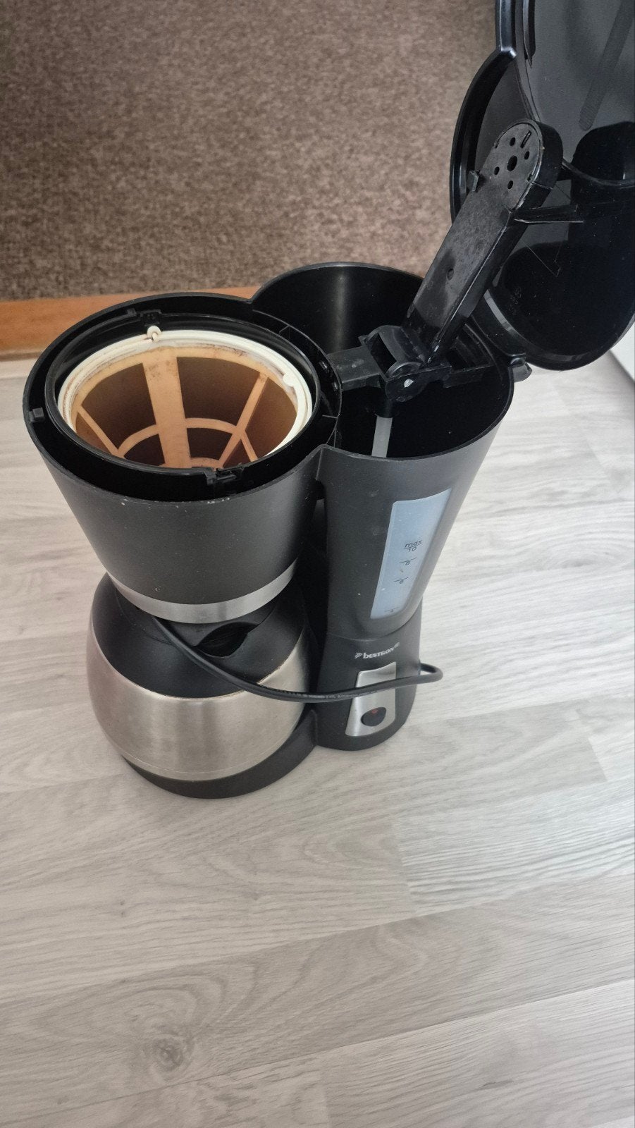 Bestron Koffiezetapparaat met Thermoskan - Zwart/RVS, Witgoed en Apparatuur, Koffiezetapparaten, Afneembaar waterreservoir, Gebruikt