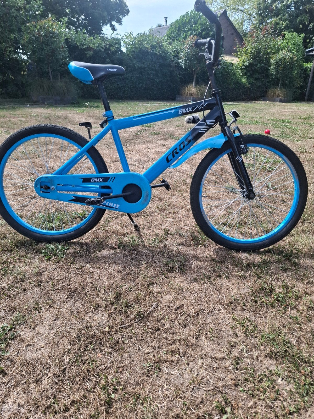 Blauwe BMX-fiets, Gebruikt, Staal, Velgrem, Cross