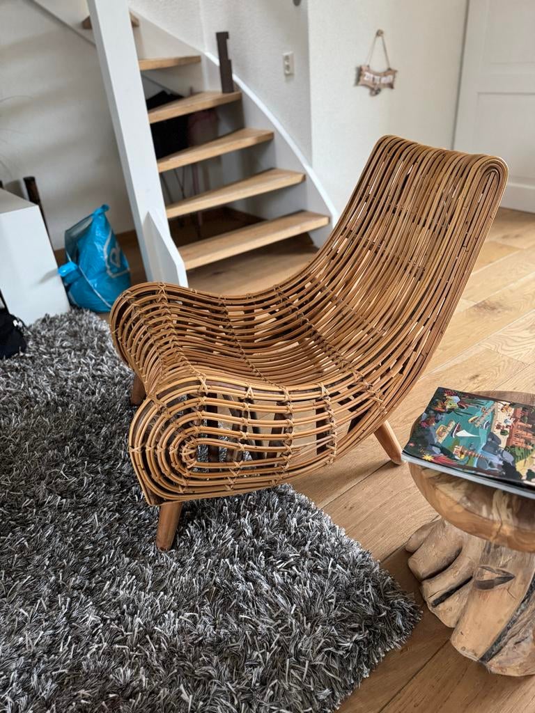 Rotan Lounge Stoel - Binnen/Buiten, Tuin en Terras, Tuinstoelen, Zo goed als nieuw, Ophalen