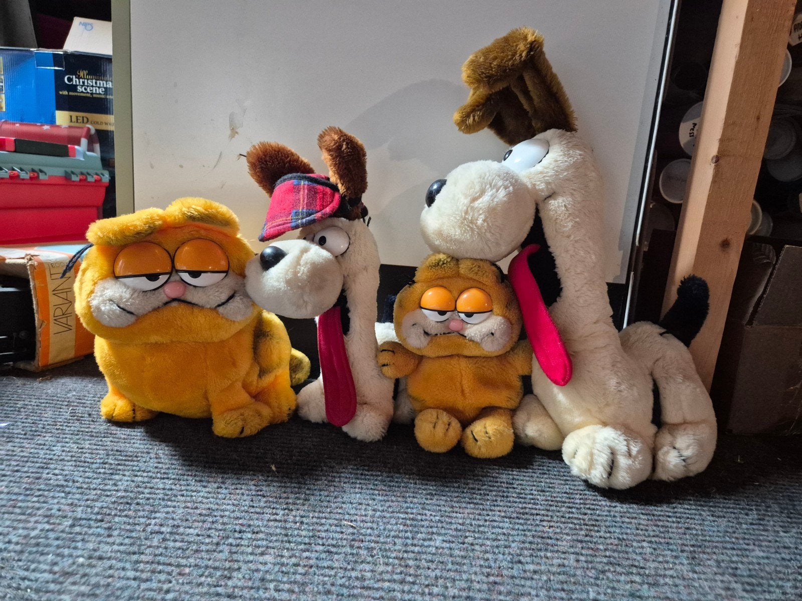 Garfield en Odie knuffels - set van 4, Oranje, Gebruikt, Overige karakters, Ophalen of Verzenden
