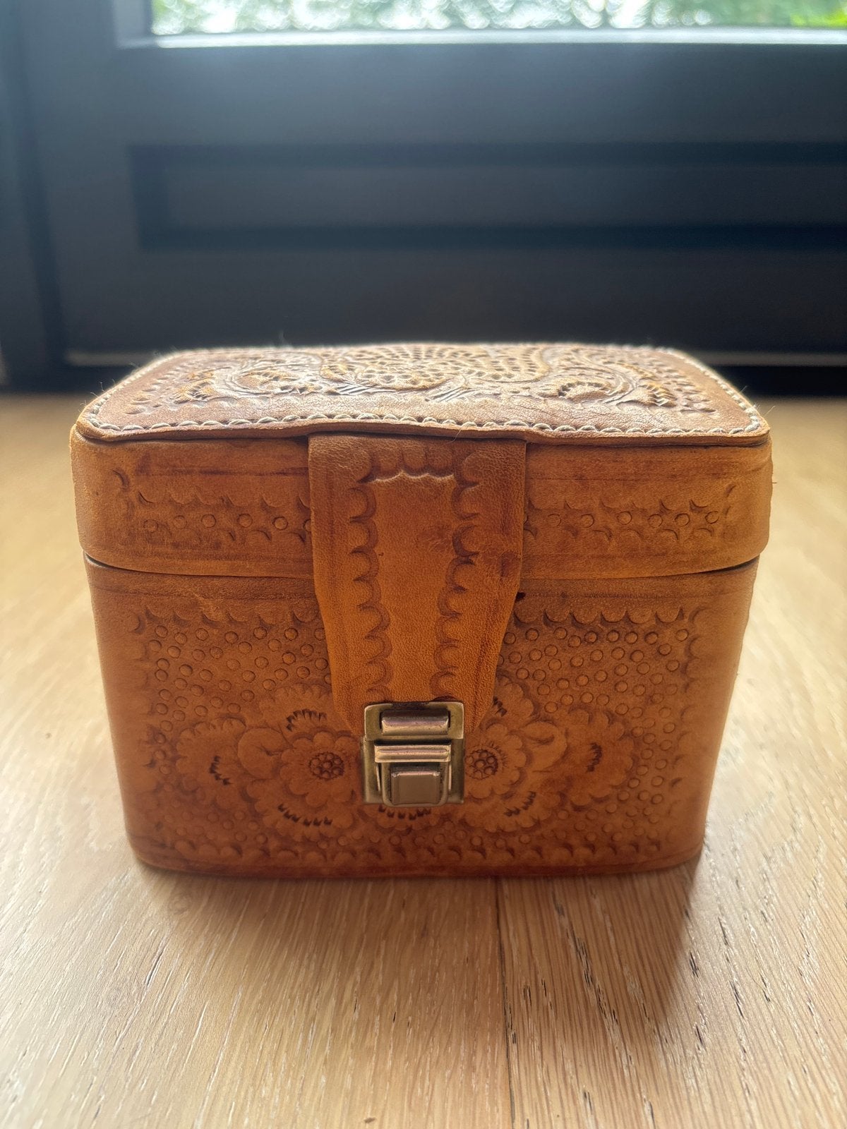 Vintage hardbox tas van leer, Ophalen of Verzenden, Bruin