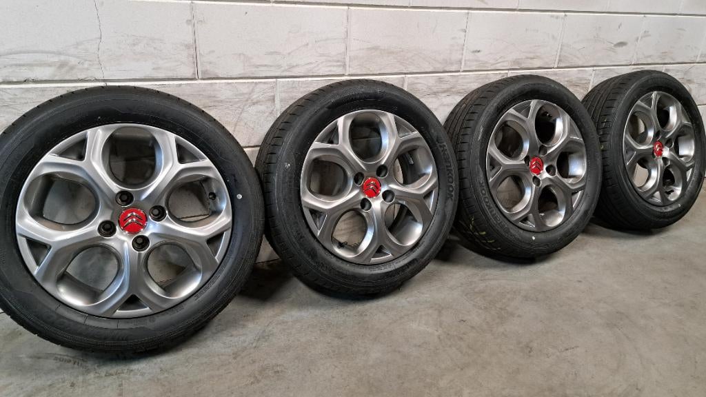 Titanium-kleurige velgen C3 DS3 208 195/55/16 NW BANDEN!, 16 inch, Banden en Velgen, Nieuw, Ophalen of Verzenden