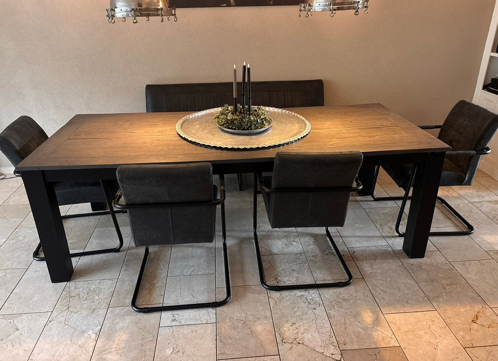 Eetkamer set tafel stoel en bank, Huis en Inrichting, Tafels | Eettafels, Ophalen, 200 cm of meer, 50 tot 100 cm, Zo goed als nieuw