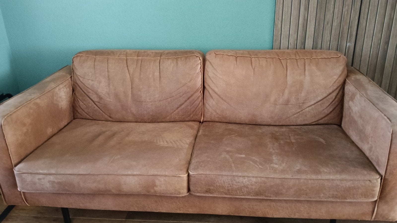 WOOOD 2,5-zits bank Indy leer cognac, Huis en Inrichting, Banken | Bankstellen, Gebruikt, 150 tot 200 cm, Tweepersoons, 75 tot 100 cm