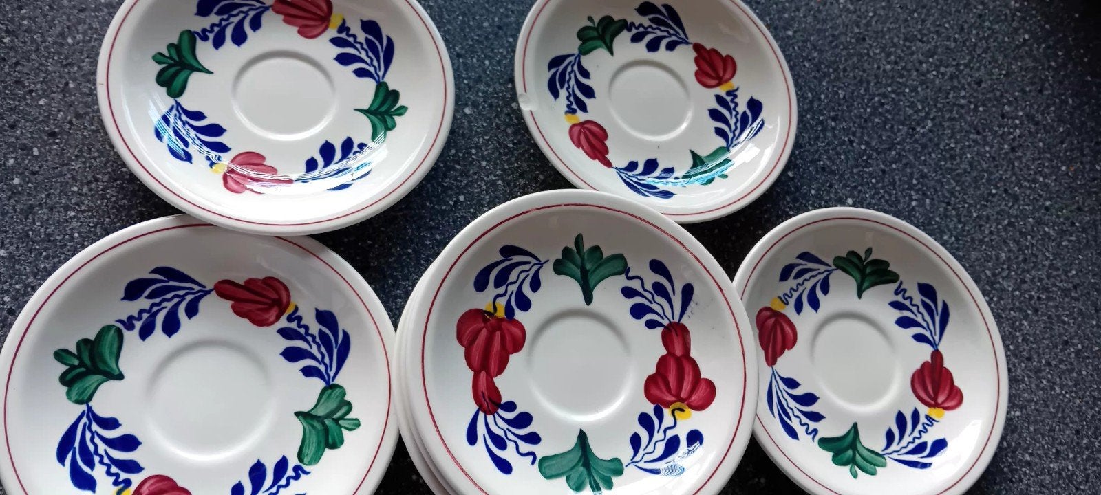 9 Boerenbont schotels met verschillende stempels, Huis en Inrichting, Ophalen