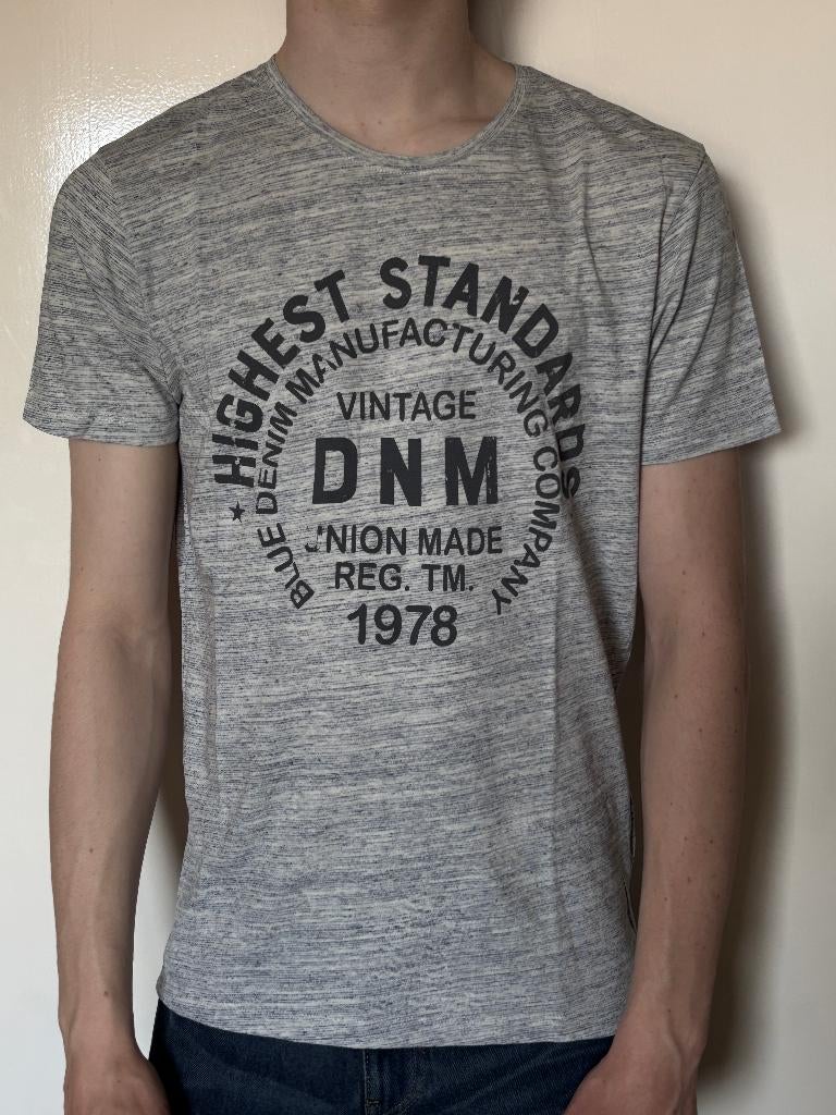 Grijs gestreept shirt - Maat M - SMOG - Regular fit, Kleding | Heren, T-shirts, Zo goed als nieuw, Maat 48/50 (M), Grijs, Ophalen of Verzenden