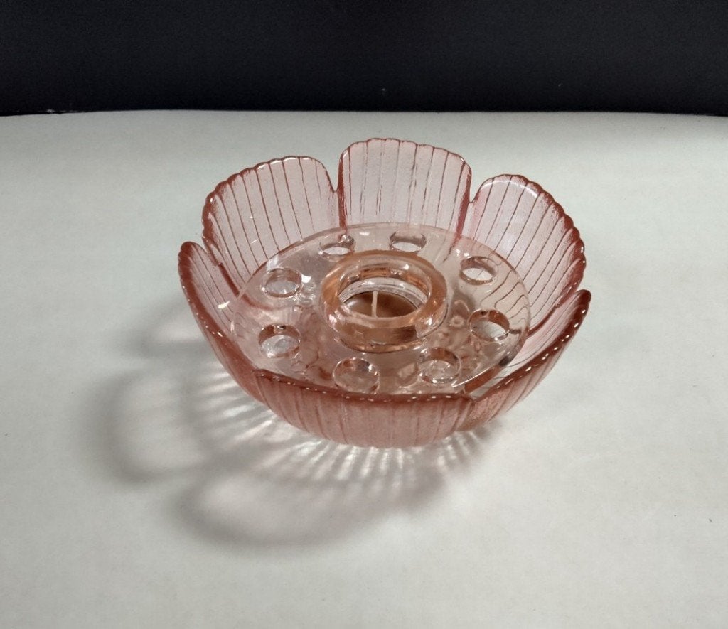 theelichthouder rose glas, Antiek en Kunst, Ophalen of Verzenden