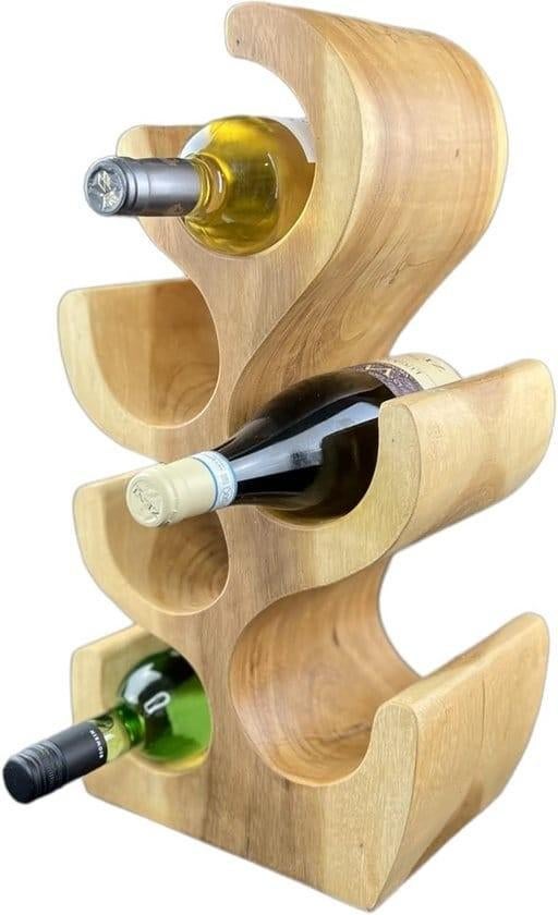Houten wijnrek voor 6 flessen suar hout nieuw, Nieuw, Ophalen of Verzenden, Hout, 5 tot 15 flessen