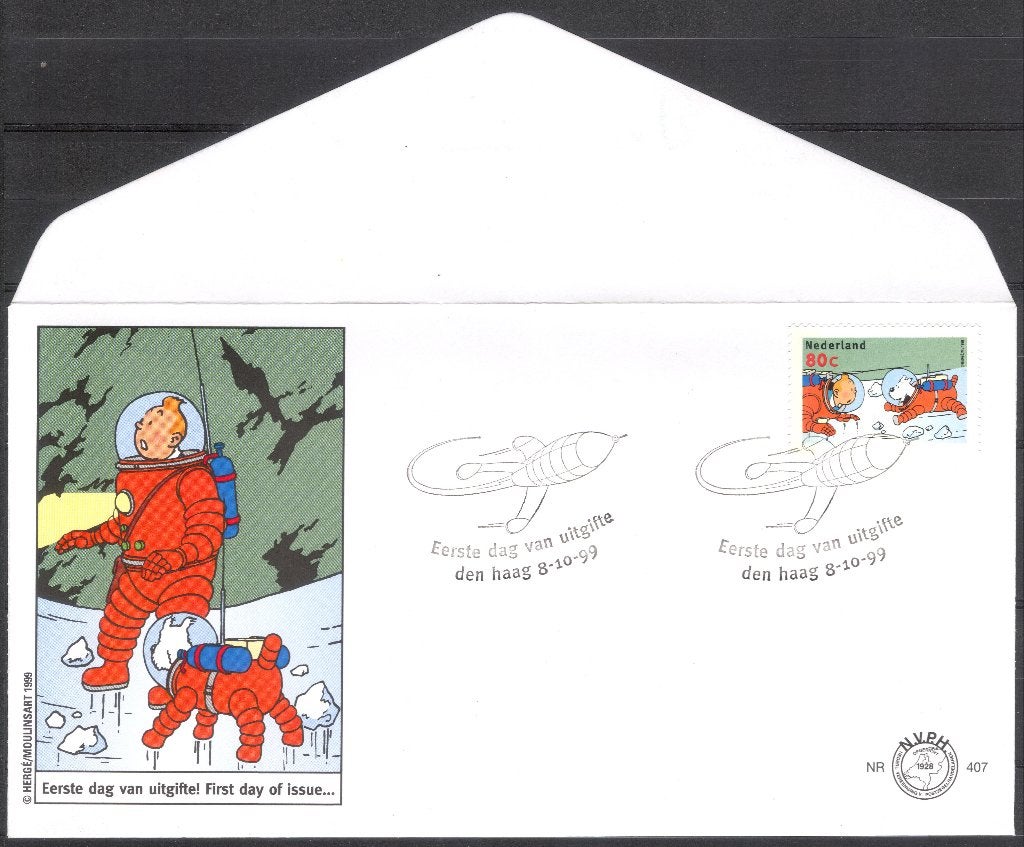 E407a - Kuifje - Mannen op de Maan - Hergé - strip - zegel, Postzegels en Munten, Verzenden, Onbeschreven, Nederland