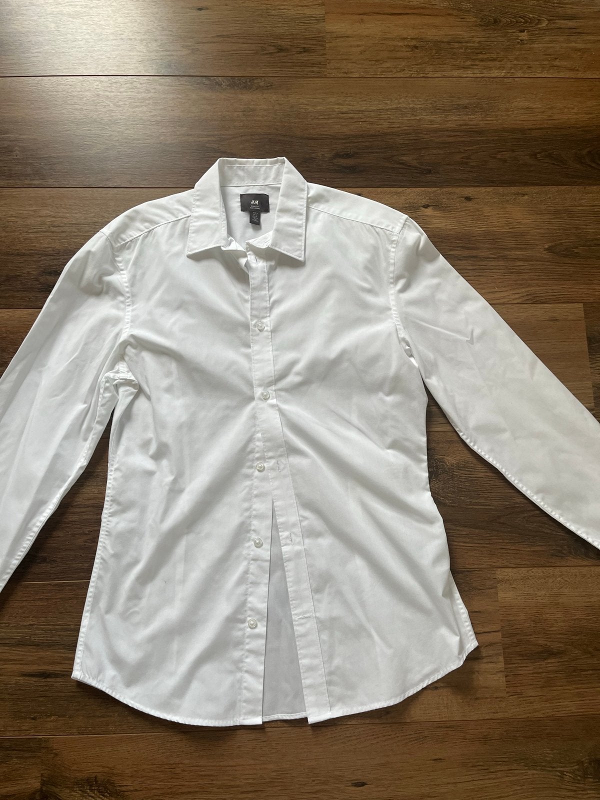 H&M Slim Fit Easy Iron Blouse Maat S, Ophalen of Verzenden, Zo goed als nieuw, Wit, Halswijdte 38 (S) of kleiner
